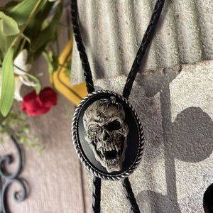 Spider Skull Cameo Pendant Bolo Necklace Lariat Tie Gothic Rockabilly Bi…